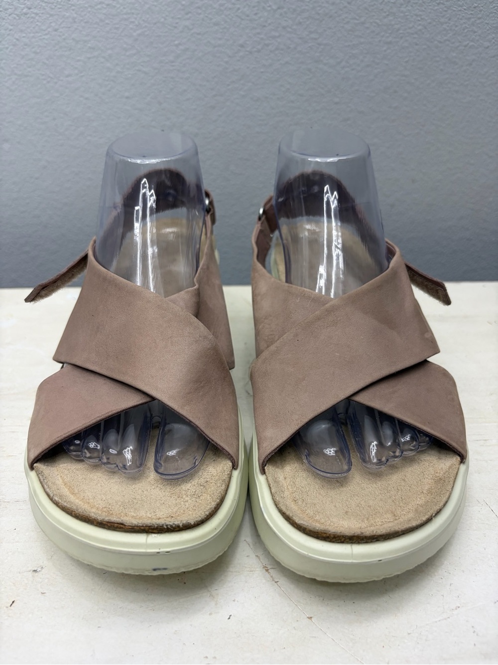 Ecco Pink Suede Corksphere Wedge Sandals Size 10 - Picture 4 of 8